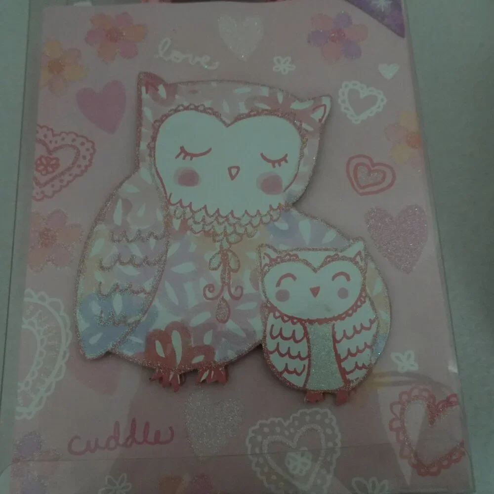 24 Punch Studio Pink Owl Gift Bags Glitter Hearts Birthday Party Loot Swag 7
